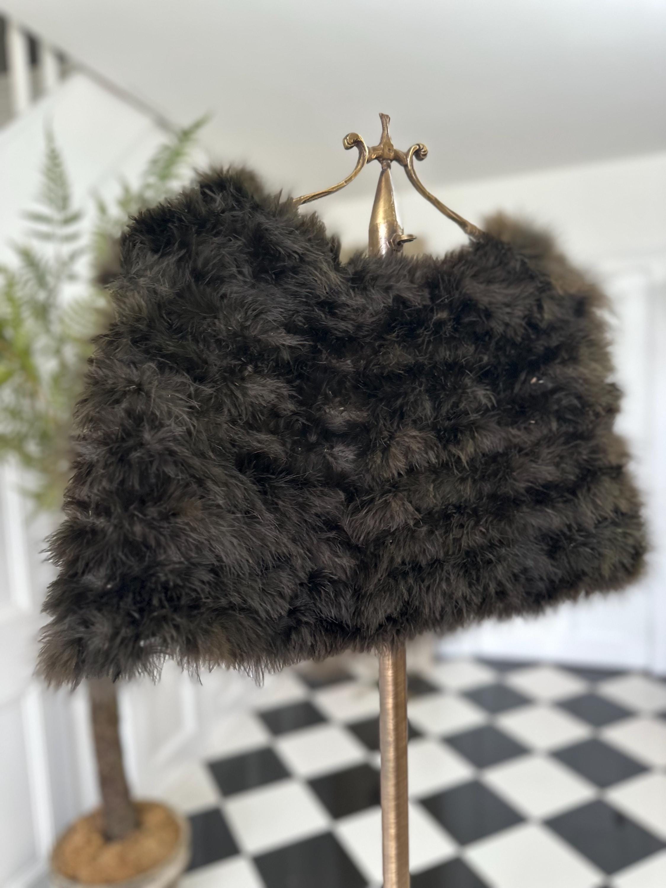 1930s Brown marabou feather shawl cape shrug