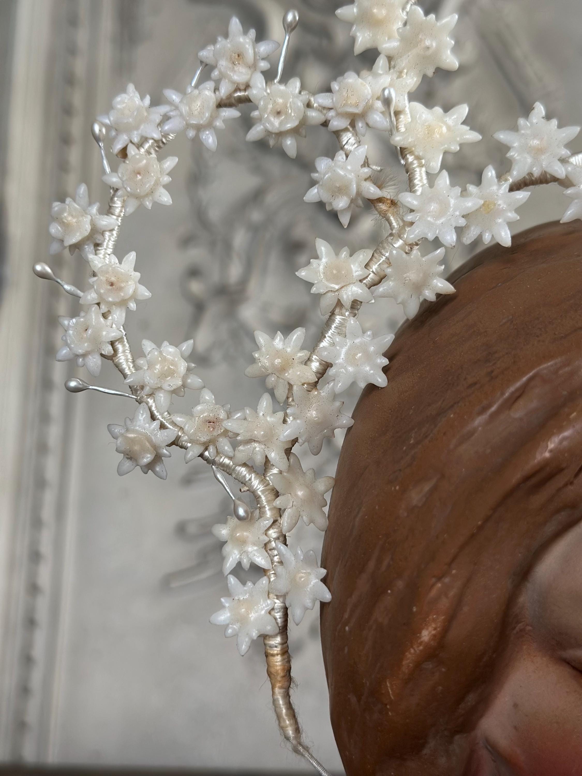 Antique Edwardian large Floral Wax Tiara