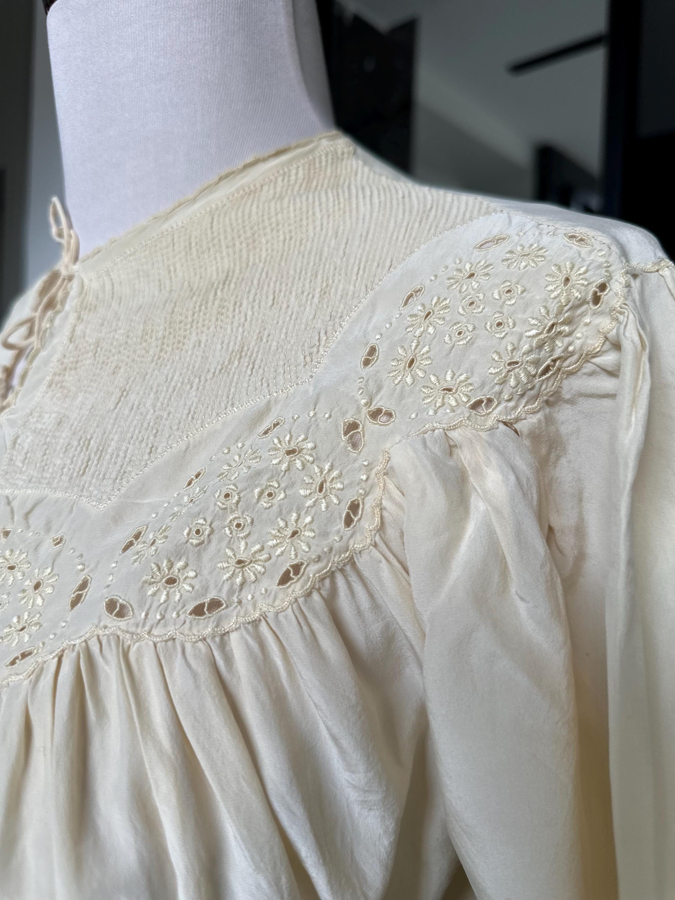 Antique 1920s-1930s Hand-Smocked Silk Gown – Rare Art Deco Collector's Piece