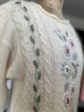 1980 Cream knitted jumper with hand embroidery details