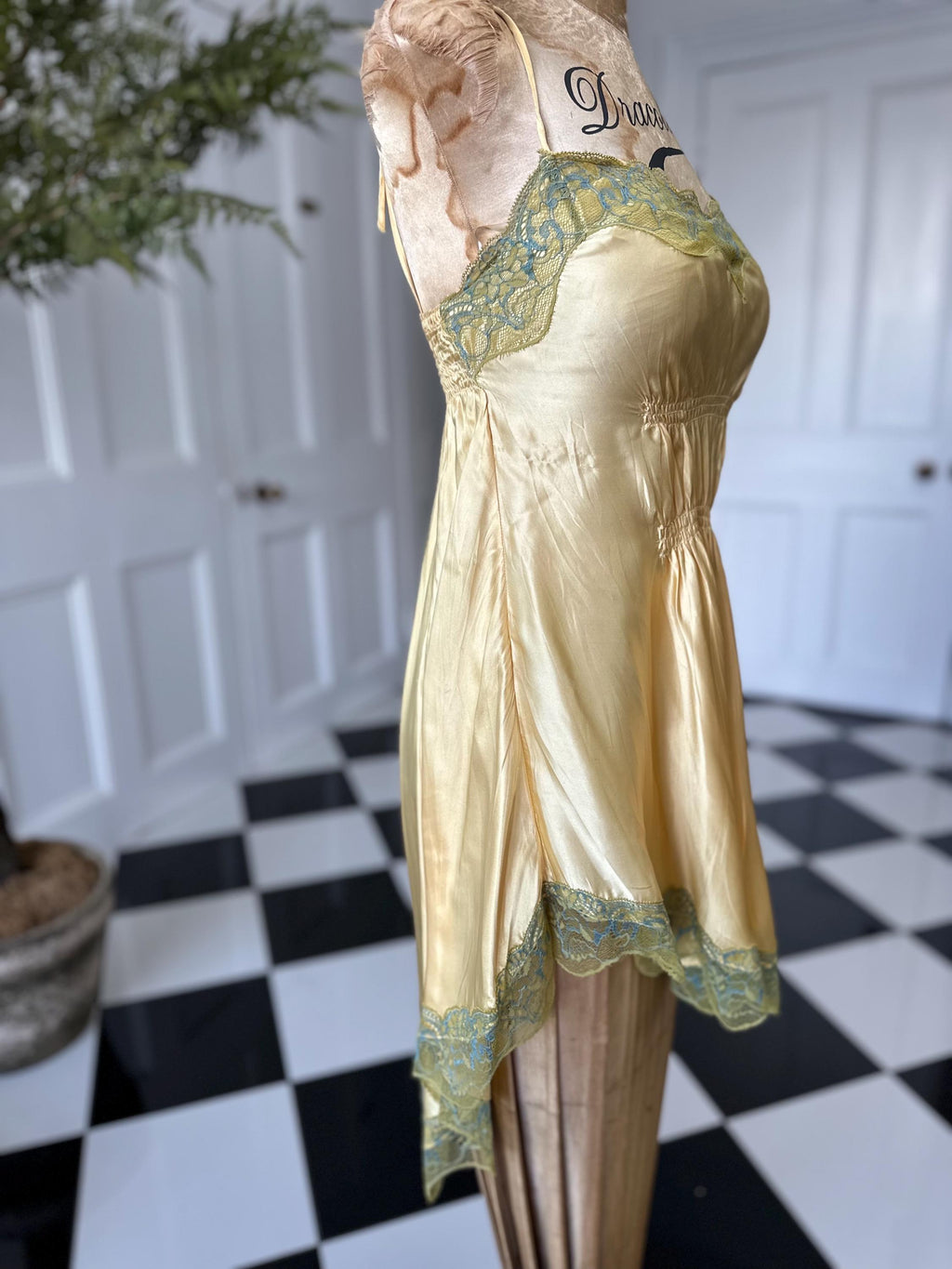 1990s Yellow Silk Slip Dress - In Love by Carling - Adjustable Straps