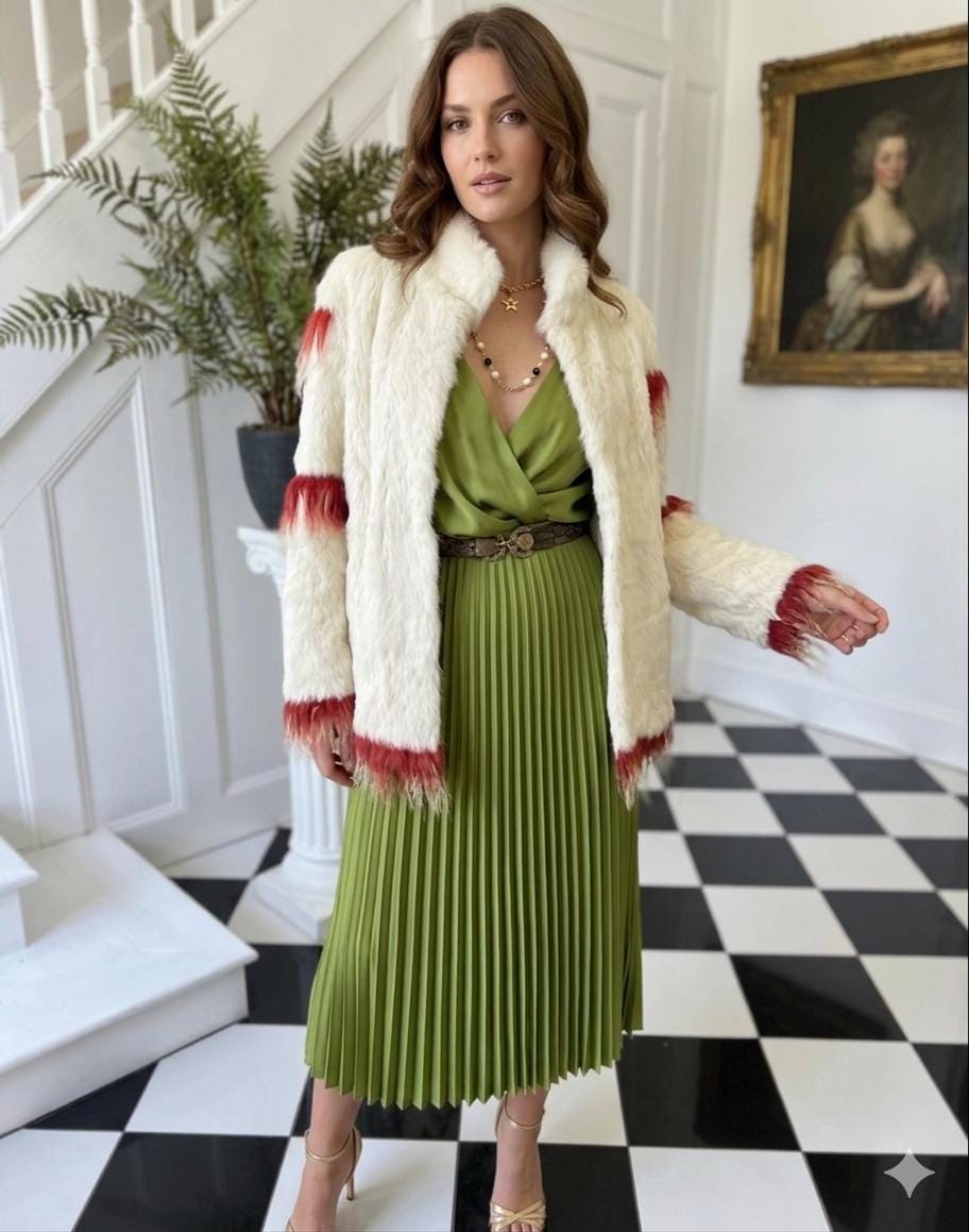 vintage 70s Rabbit fur jacket with Mongolian  lamb trim