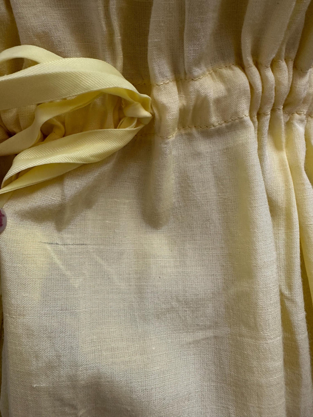 Vintage 1950s yellow silk and cotton mix with crochet lace dress