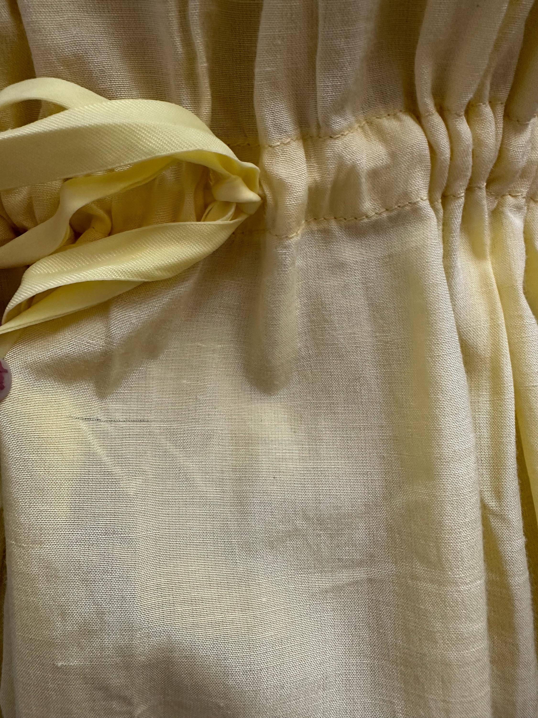 Vintage 1950s yellow silk and cotton mix with crochet lace dress