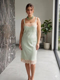 Antique 1930s Mint Green Silk Slip – Authentic Lace trimming