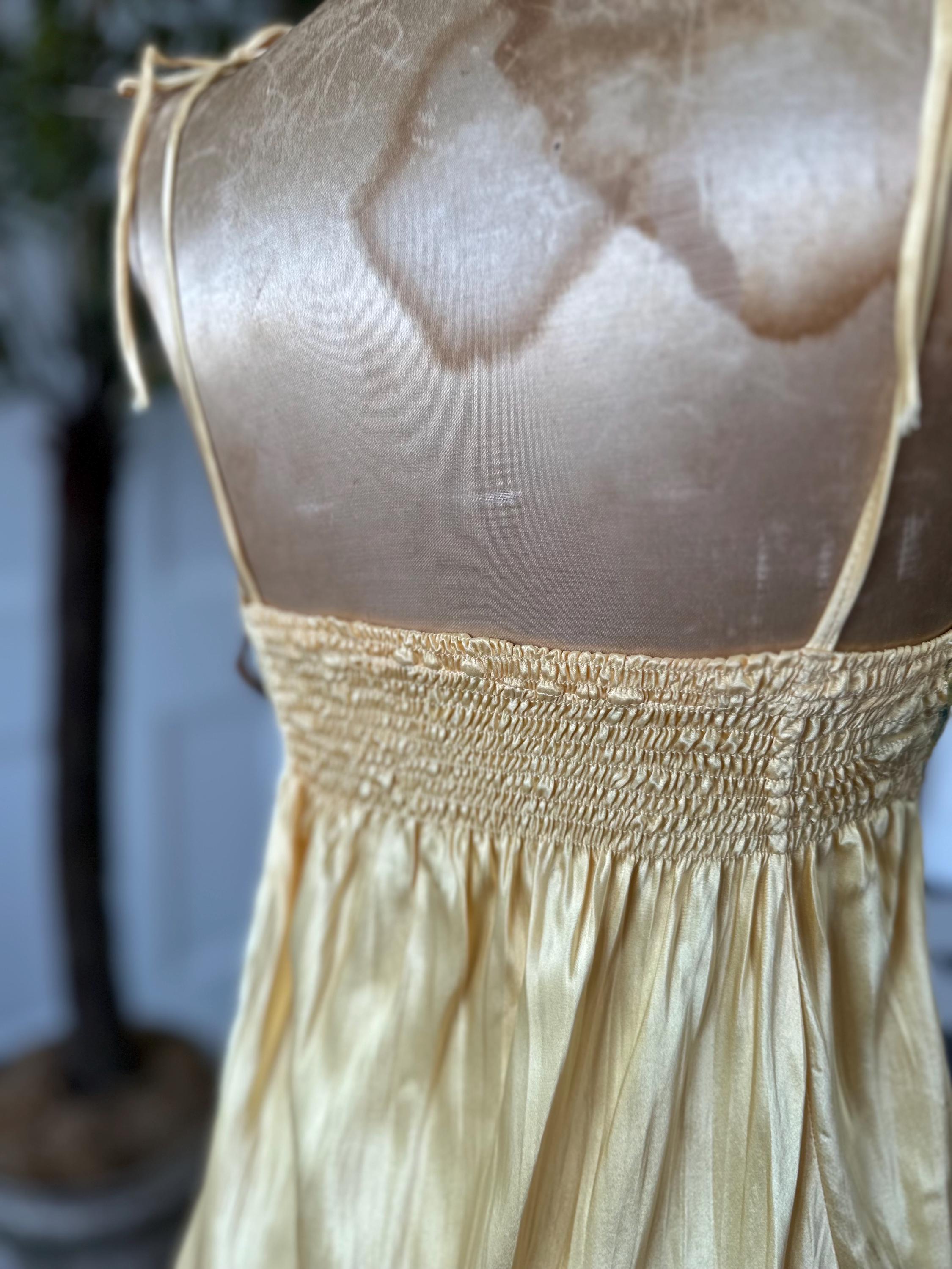 1990s Yellow Silk Slip Dress - In Love by Carling - Adjustable Straps