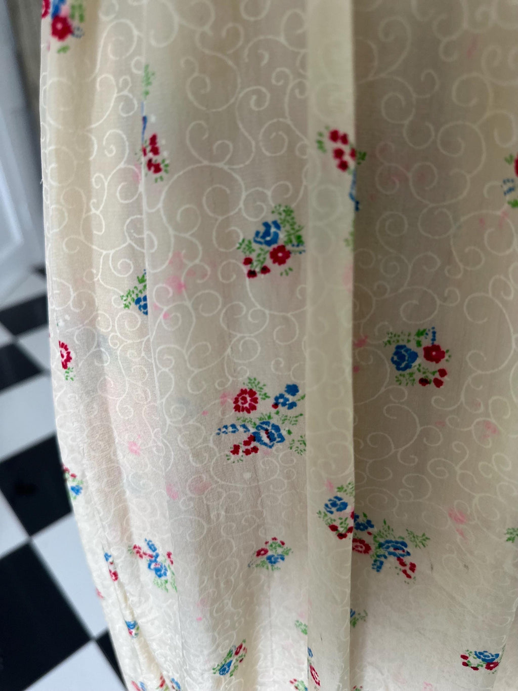 Vintage 1940s Silk Dress with Tiny Floral Details