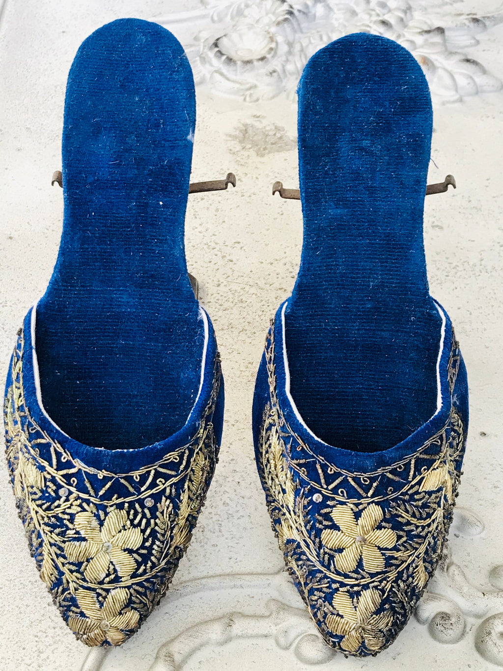 Antique midnight blue Ottoman slippers mules