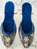 Antique midnight blue Ottoman slippers mules