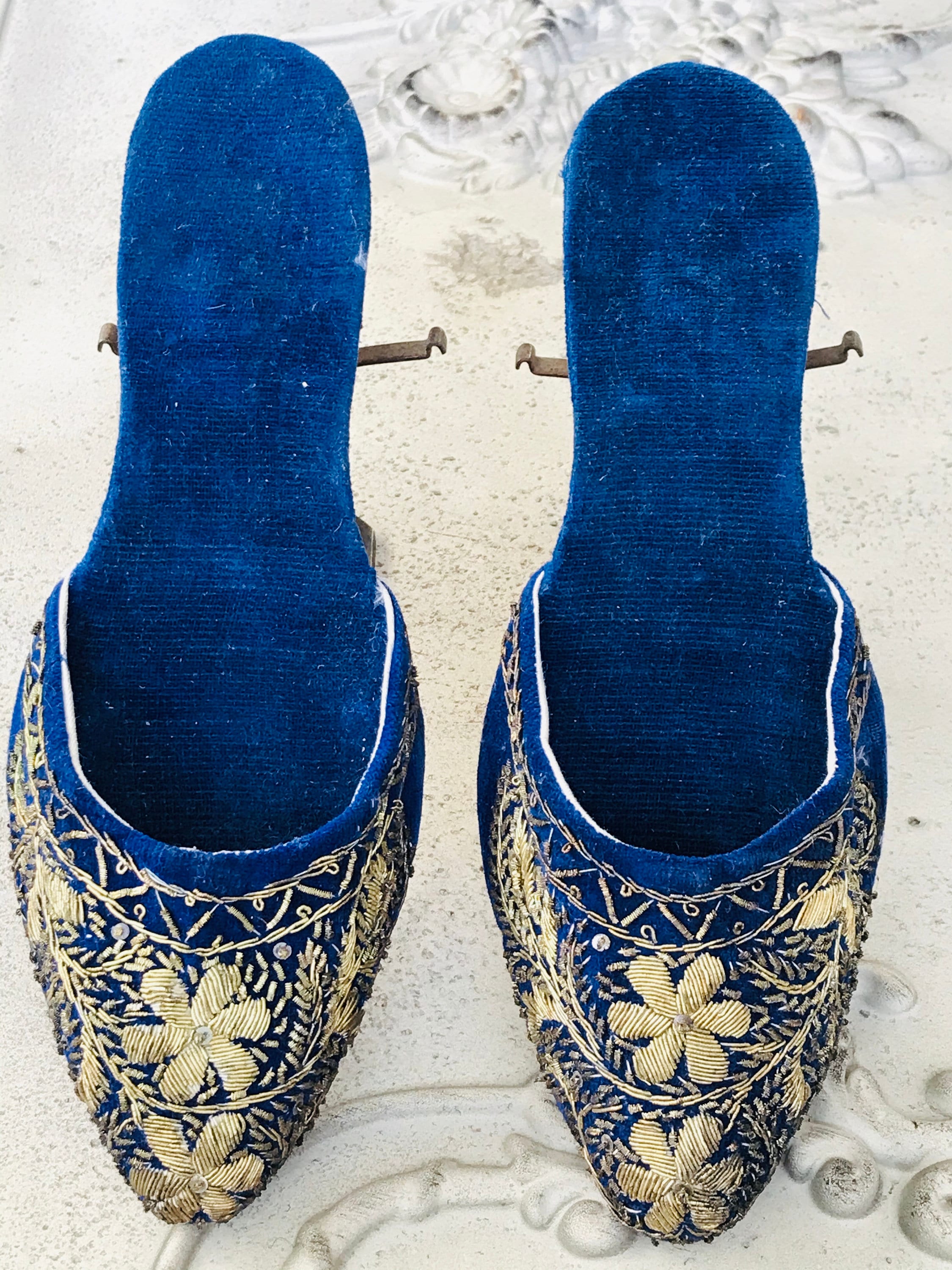 Antique midnight blue Ottoman slippers mules