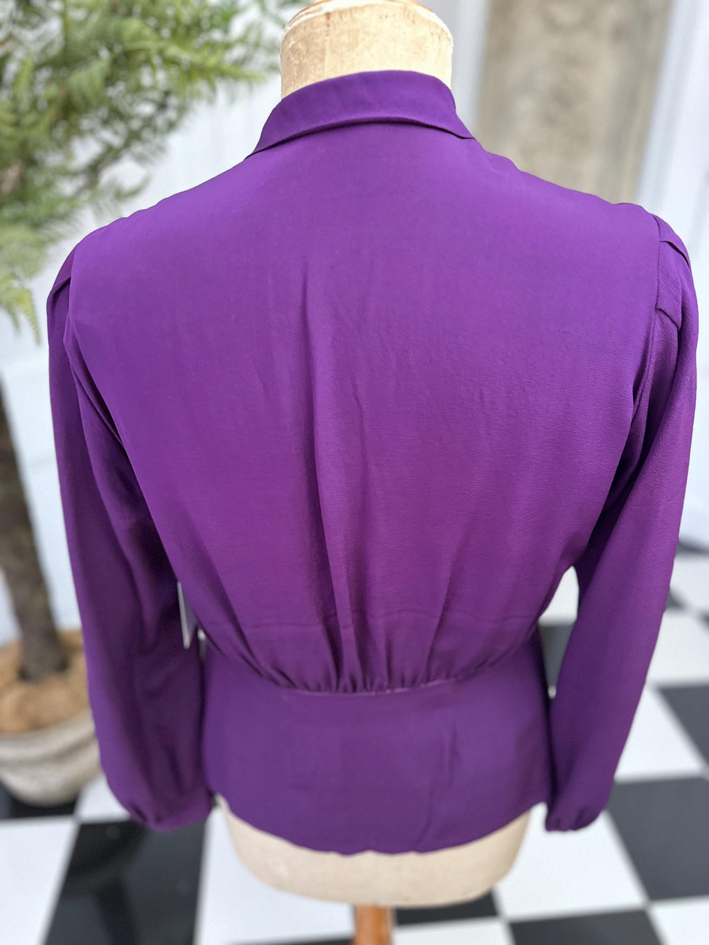 1940s silk blouse in dark purple
