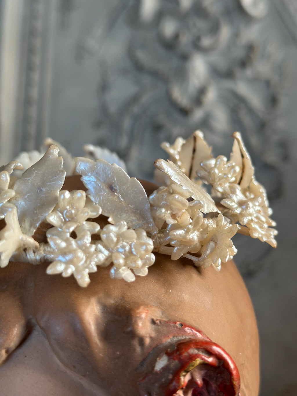 Vintage Floral Wax Tiara Grecian style 1930s 40s