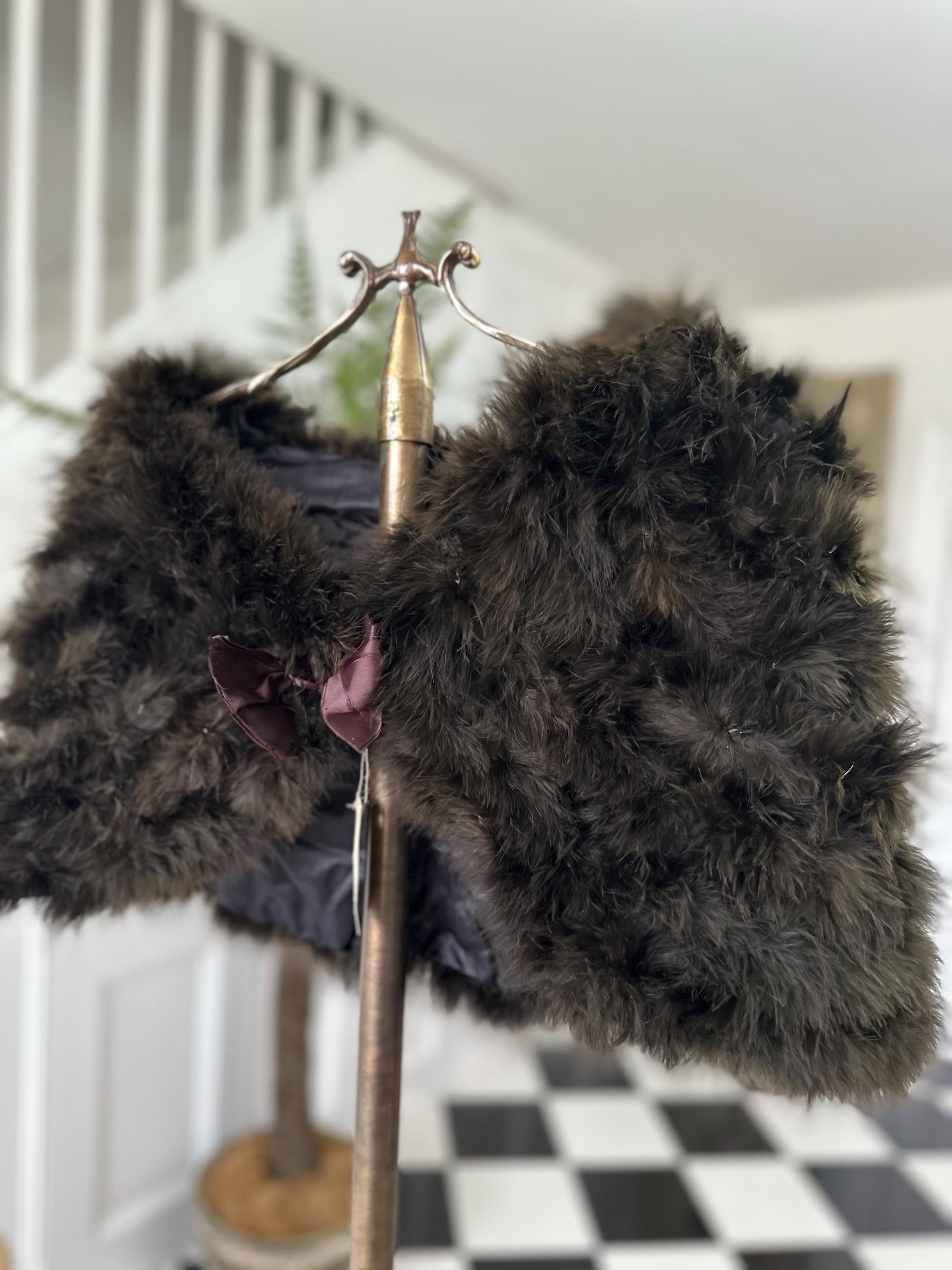 1930s Brown marabou feather shawl cape shrug