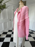 Vintage Hand Knitted Pink Cardigan Cozy Layering Essential