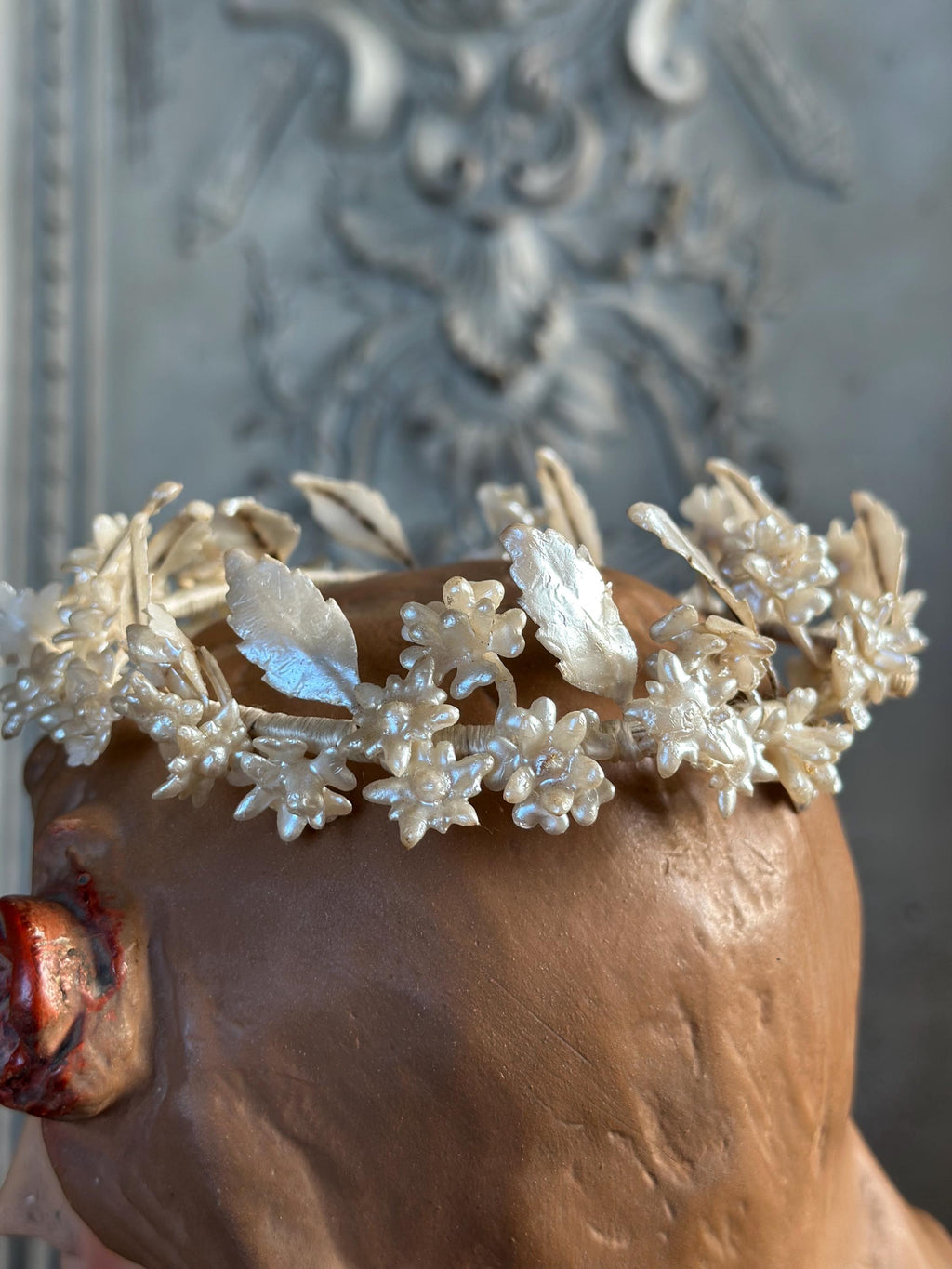 Vintage Floral Wax Tiara Grecian style 1930s 40s