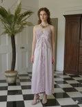 Vintage very sexy lilac cutout lace long slip