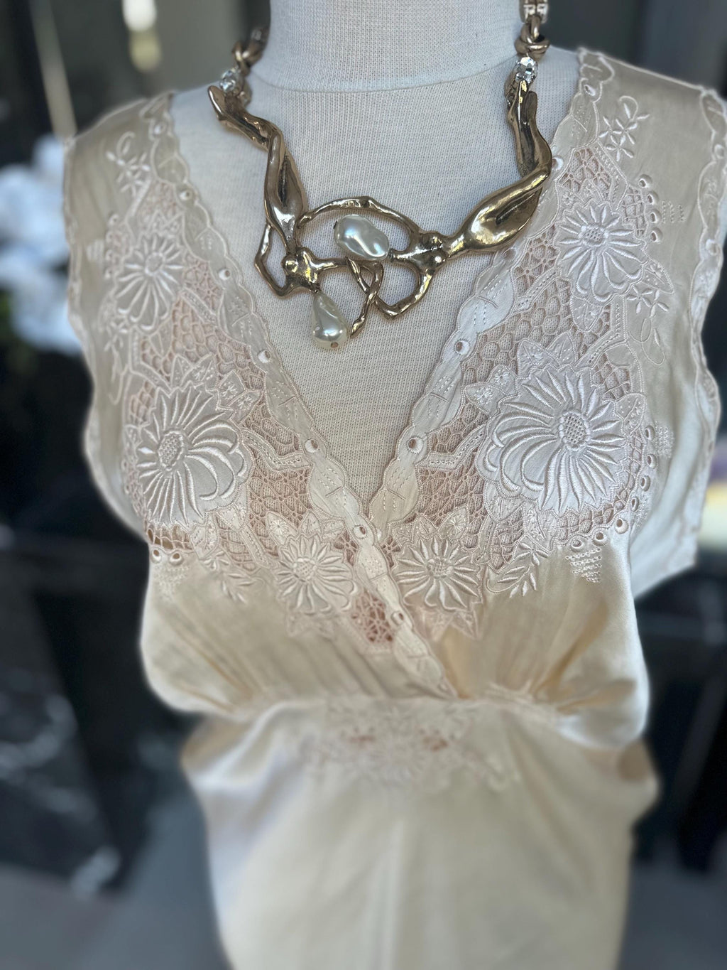 Antique 1940s Silk Wedding Dress slip dress - Bias Cut Art Deco Gown