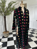 1950s black velvet kimono  house coat with silk embroidery coat