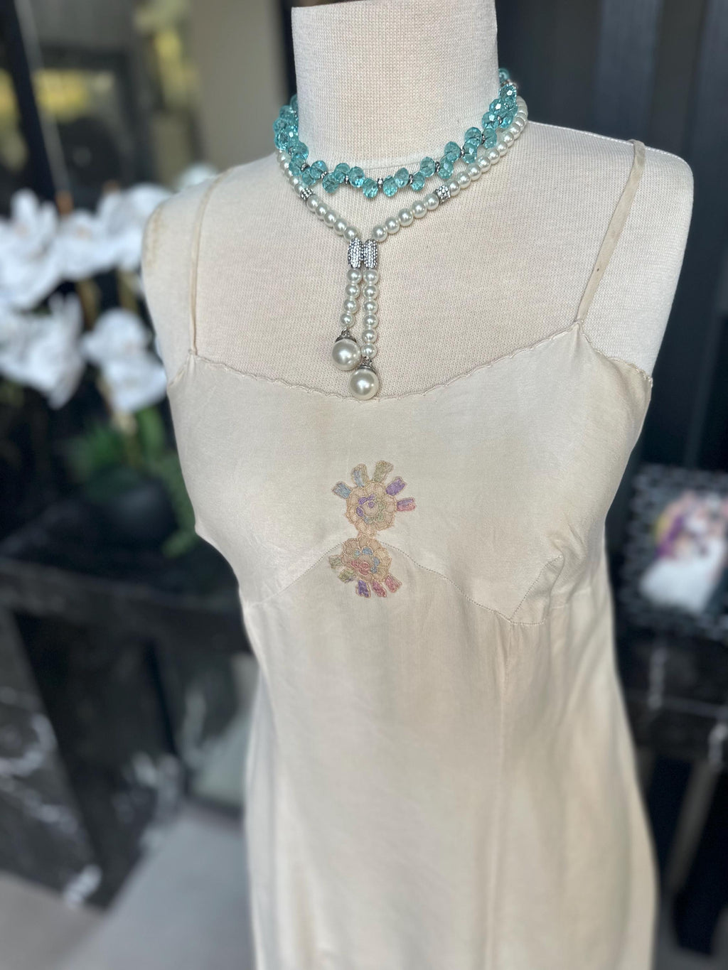 Antique 1930s cream Silk Slip