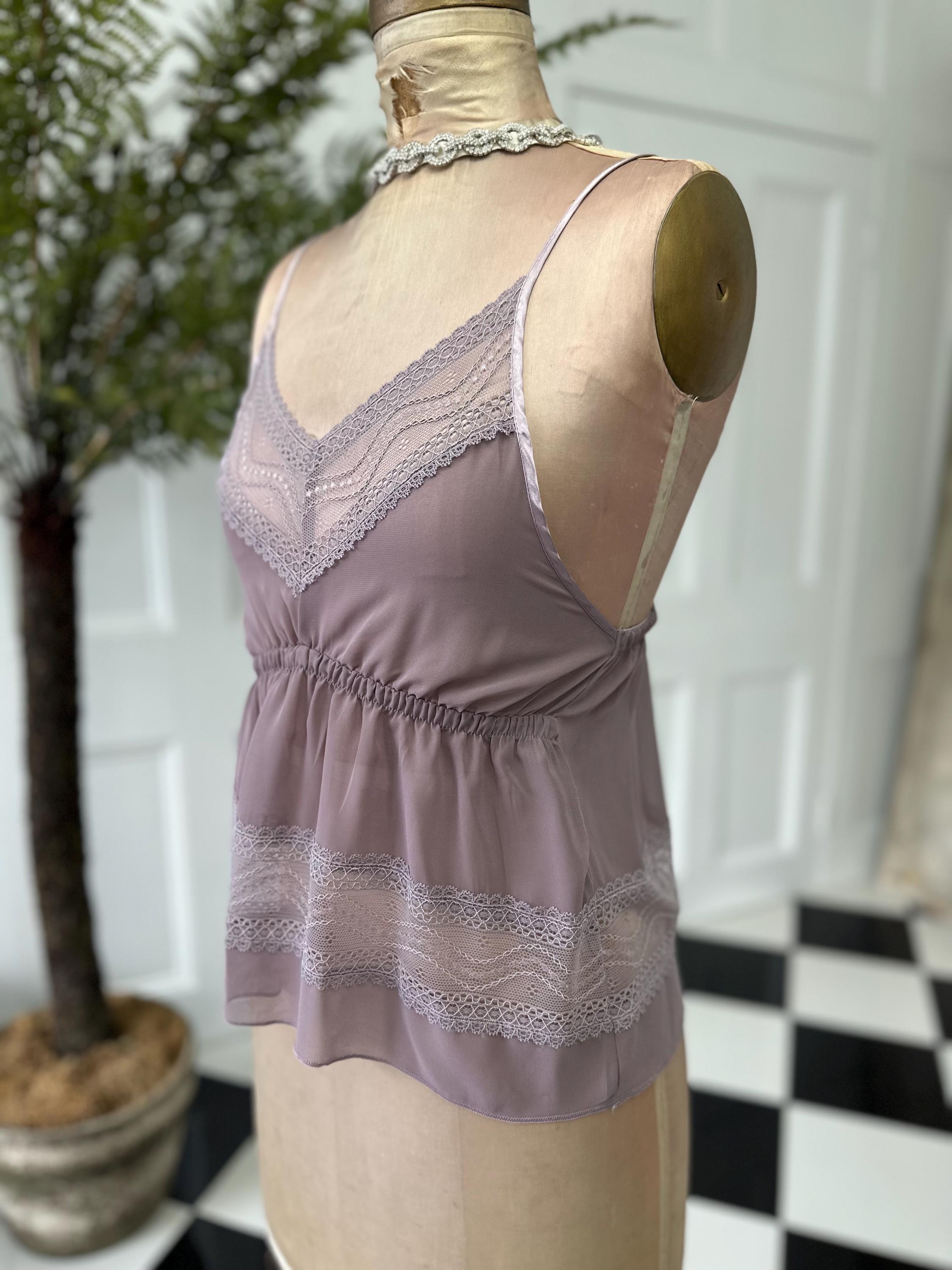 Dusty mauve vintage style chiffon and lace camisole