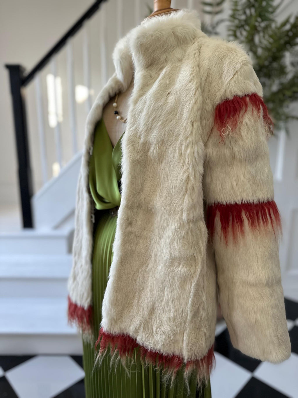 vintage 70s Rabbit fur jacket with Mongolian  lamb trim