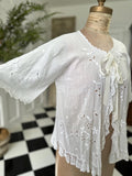 1900 Edwardian white muslin hand embroidered bed jacket
