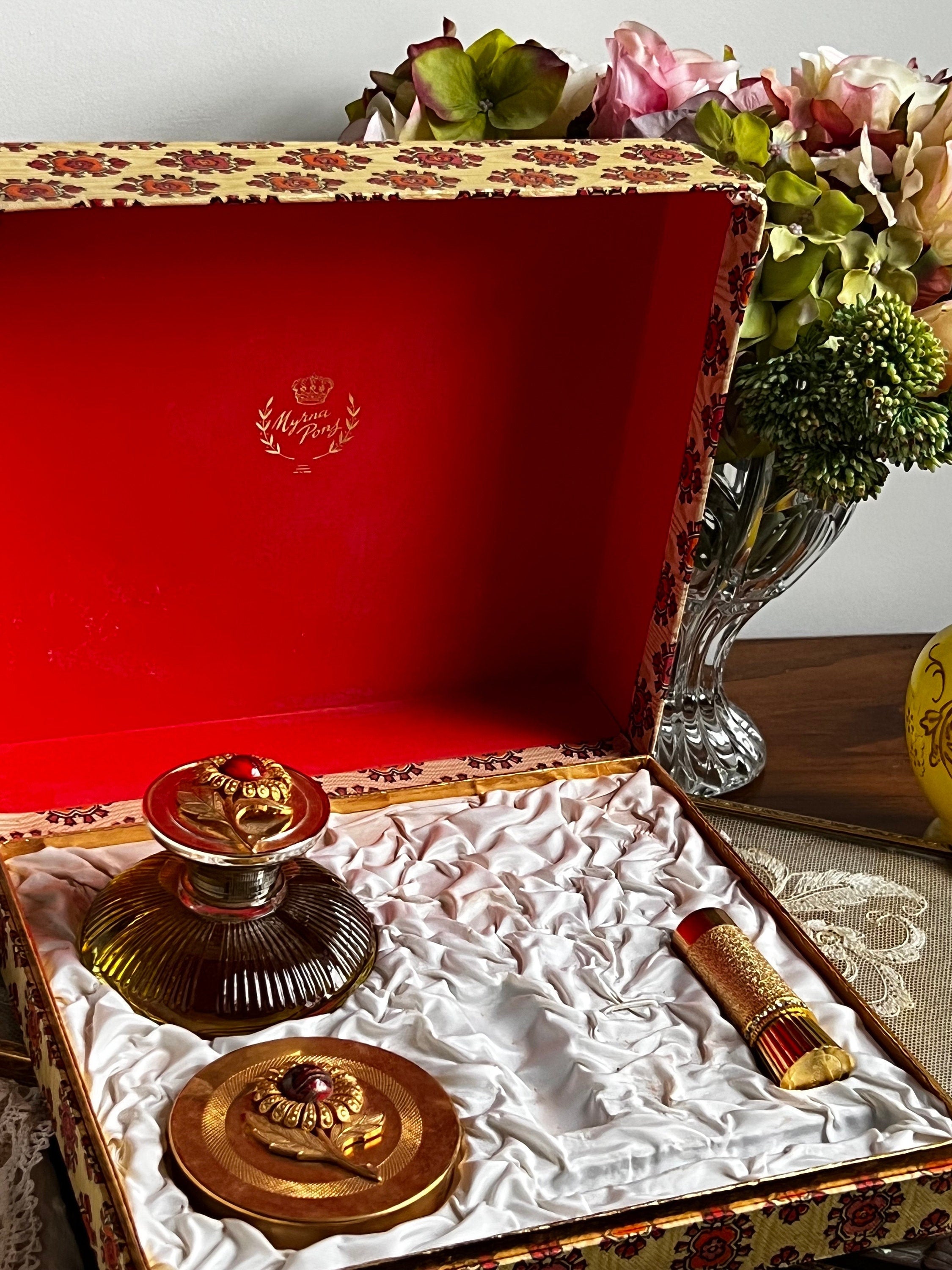 1930s vintage boxed jewelled boudoir set perfume by Myrna Pons