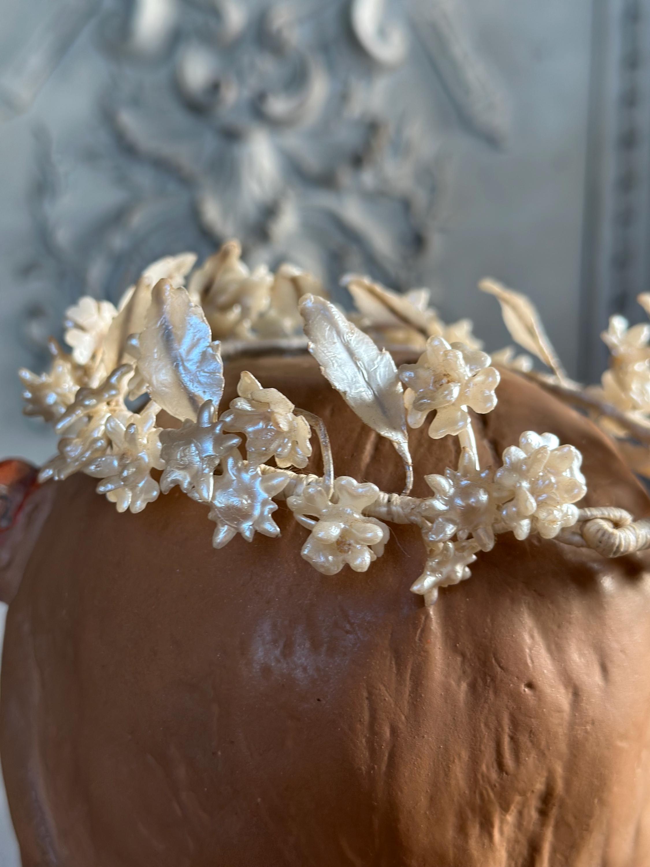 Vintage Floral Wax Tiara Grecian style 1930s 40s