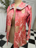 Antique Ottoman jacket in pink brocade with gold thread embroidery