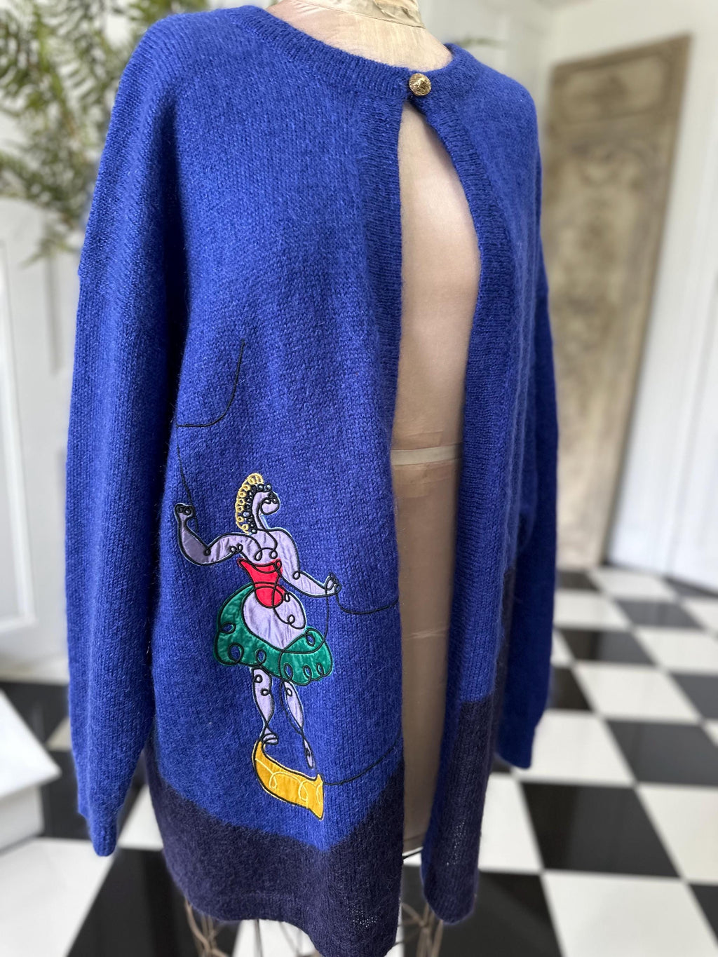 Vintage Mohair Long Cardigan by Jacques Vert with Horse Design