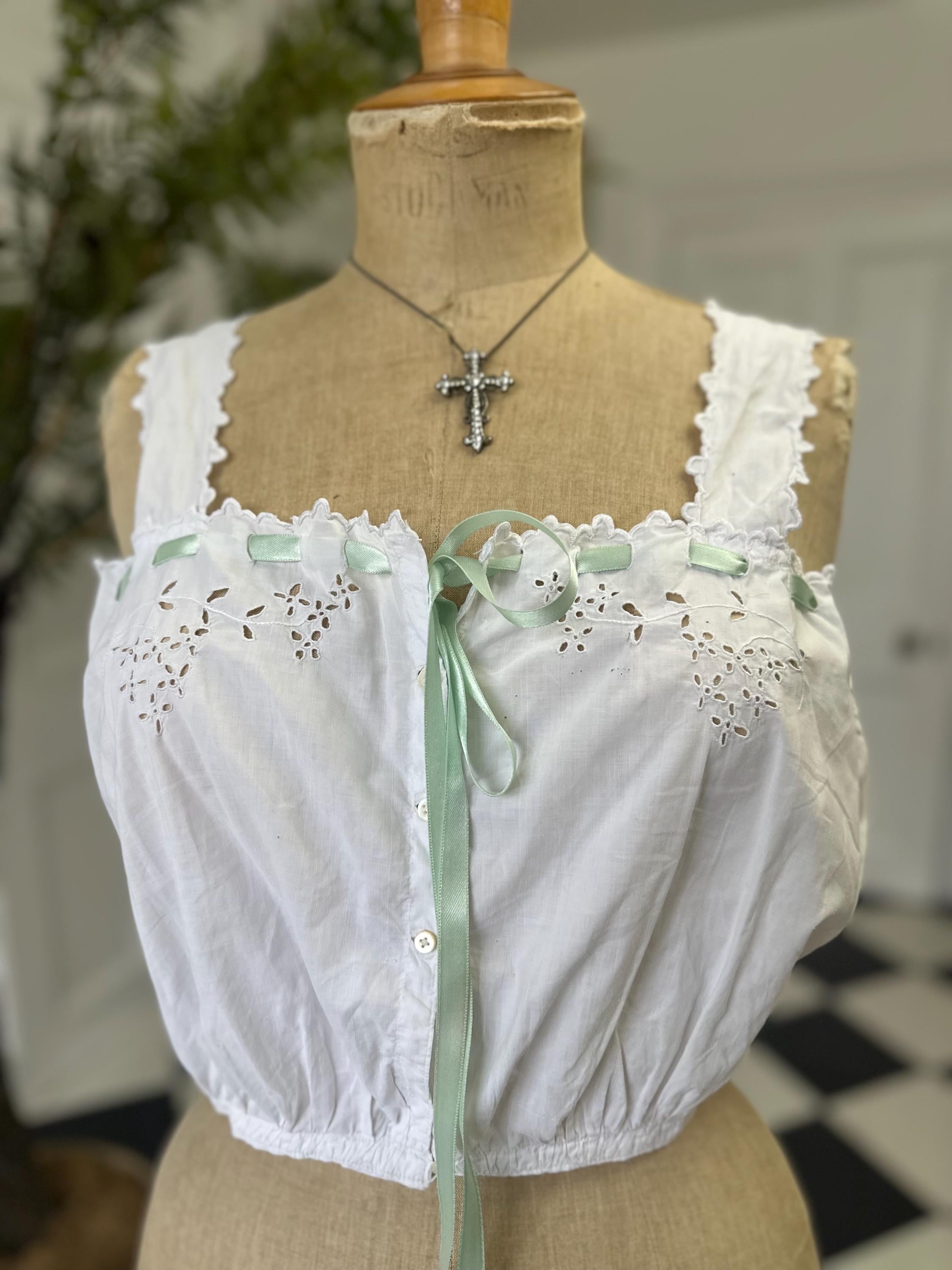 Elegant Victorian Edwardian Lace and Cotton Corset Cover