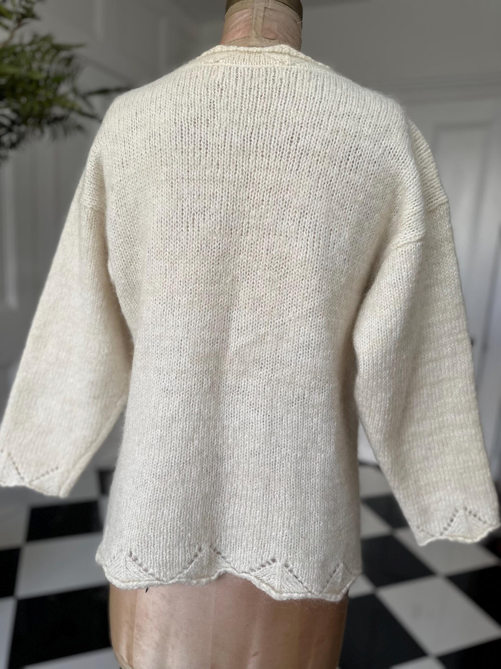 1980 Cream knitted jumper with hand embroidery details