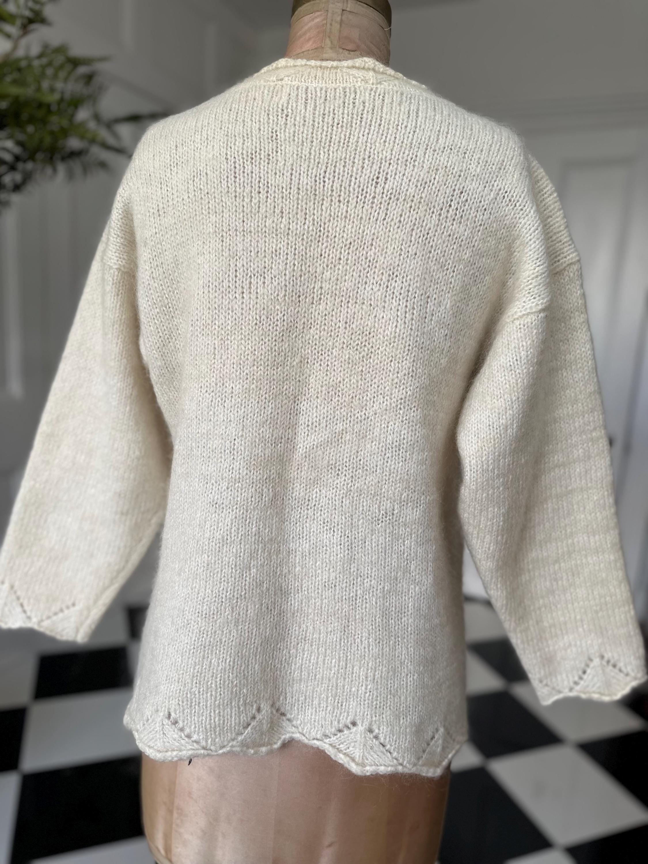 1980 Cream knitted jumper with hand embroidery details