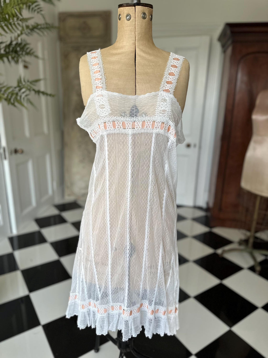 Edwardian lace with silk ribbon night dress