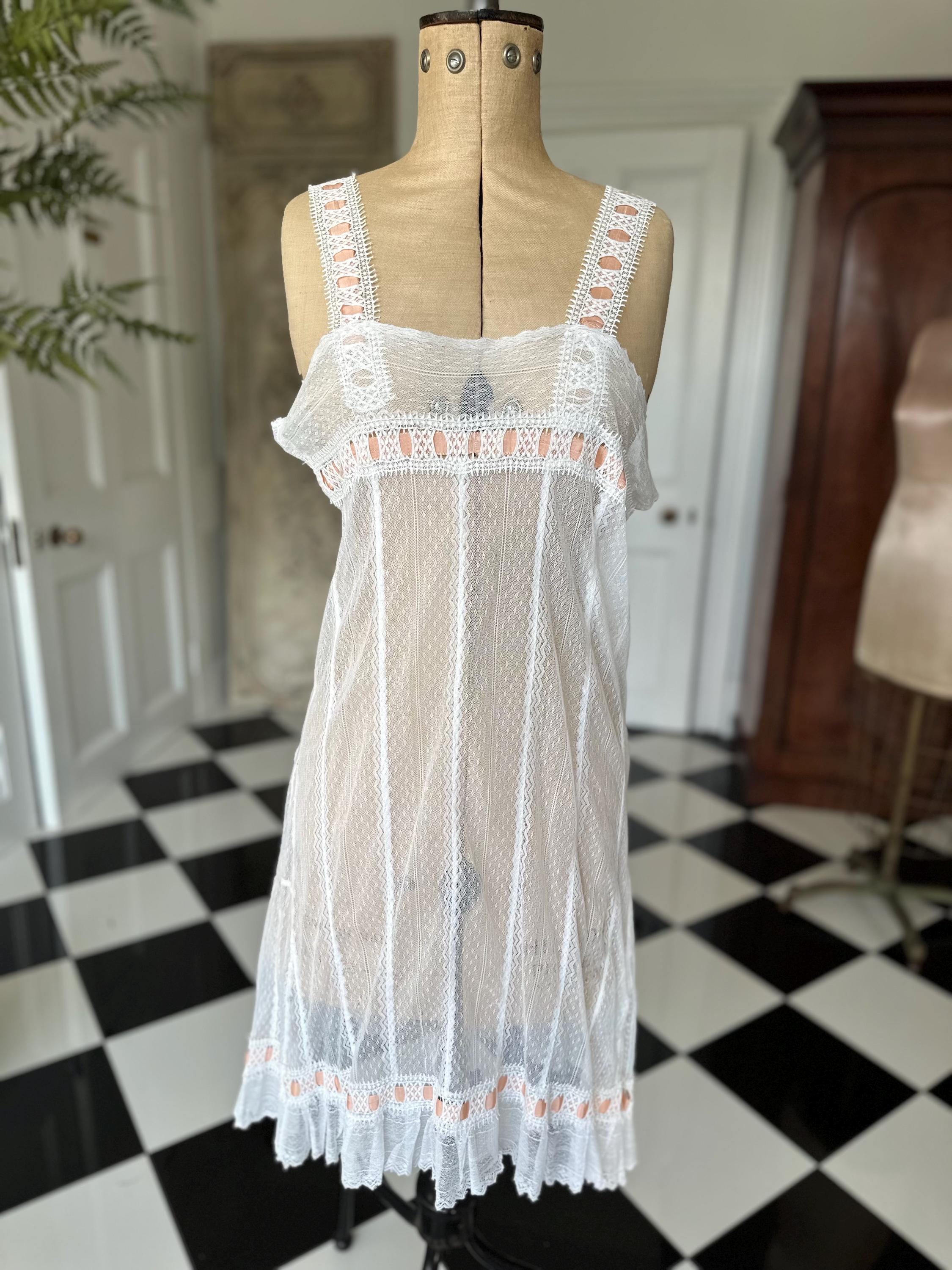 Edwardian lace with silk ribbon night dress