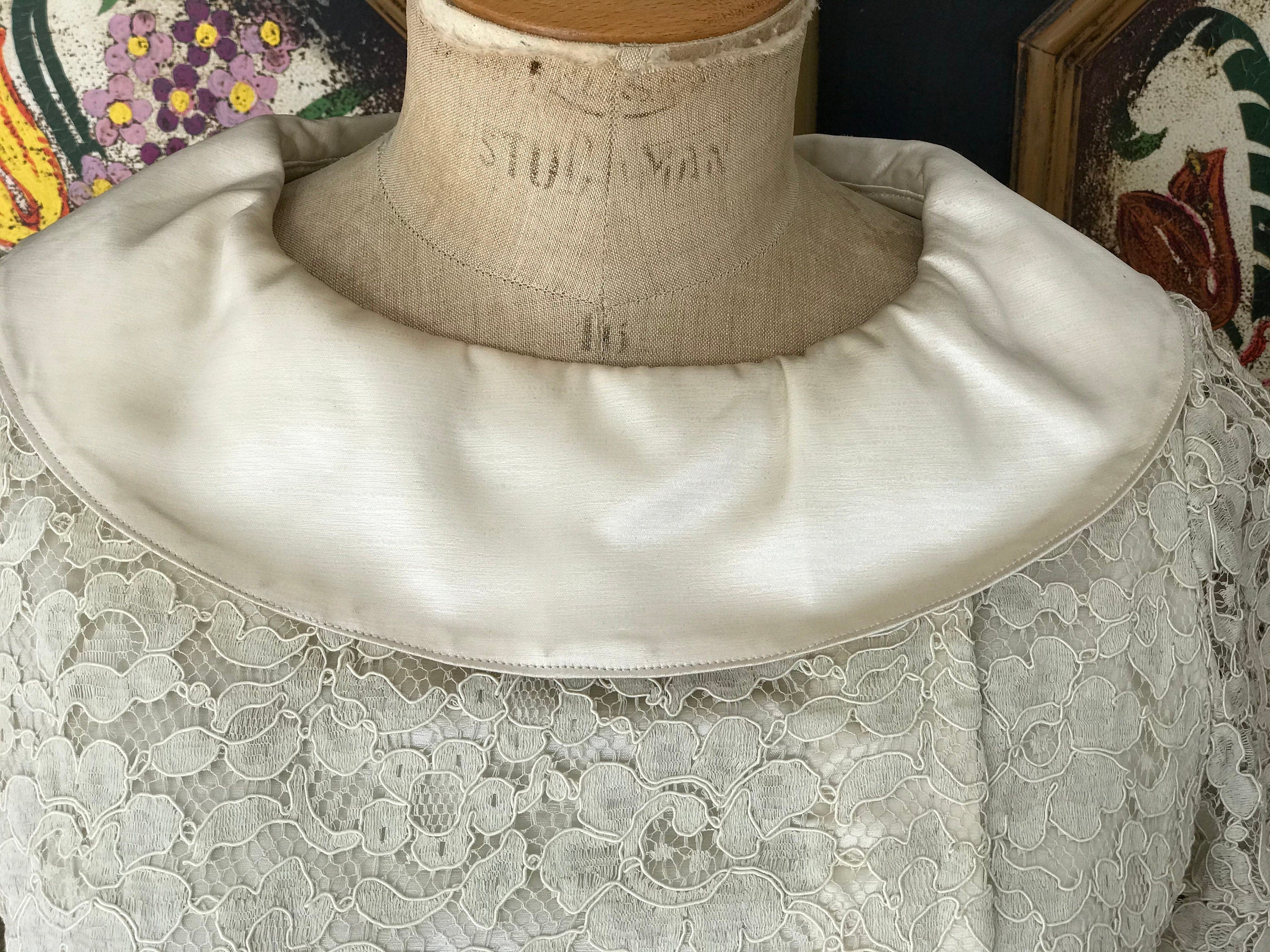 1960s silk satin and corded lace wedding dress  cocktail  dress