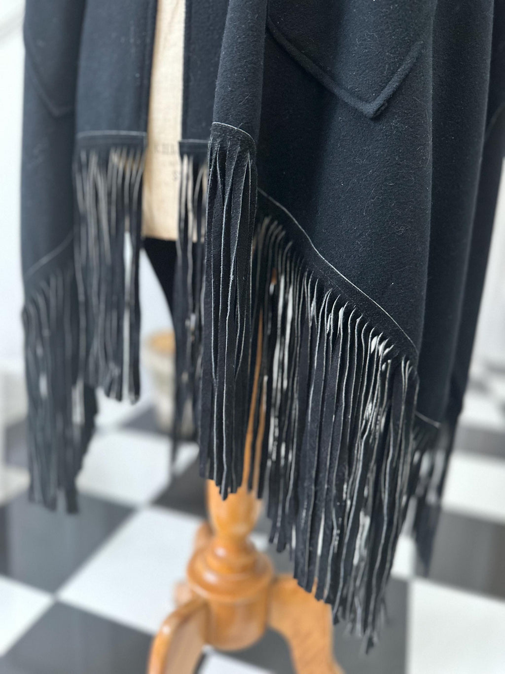 1970s black poncho 100% cashmere as stated on the label