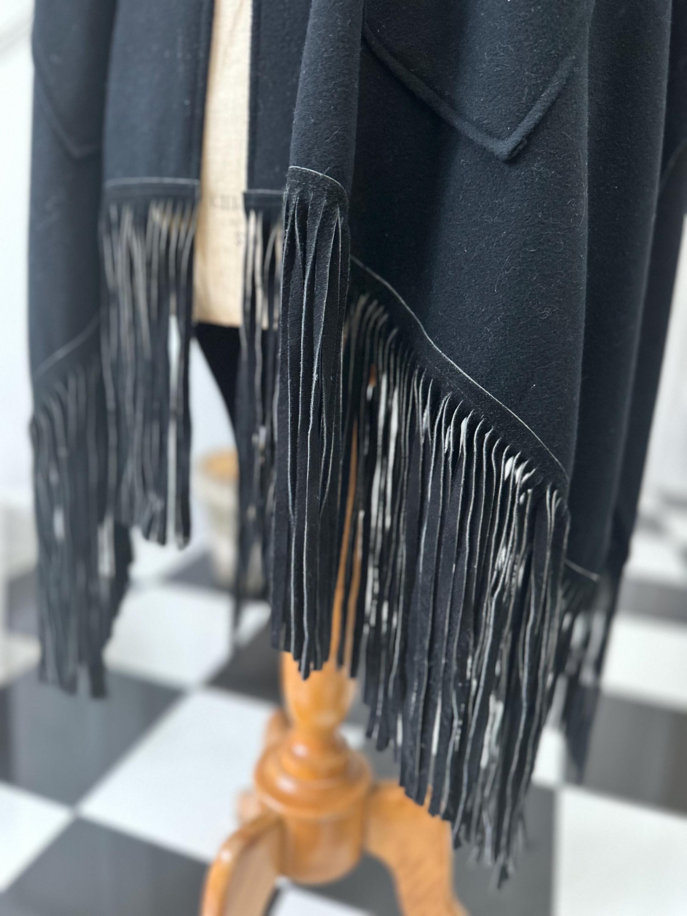 1970s black poncho 100% cashmere as stated on the label