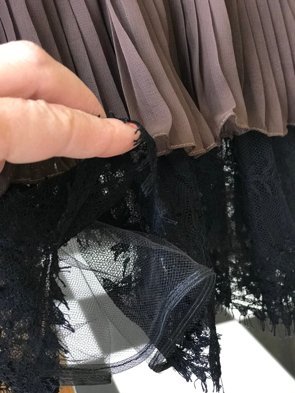 Designer 1980s Oscar de la Renta silk brown and black lace dress