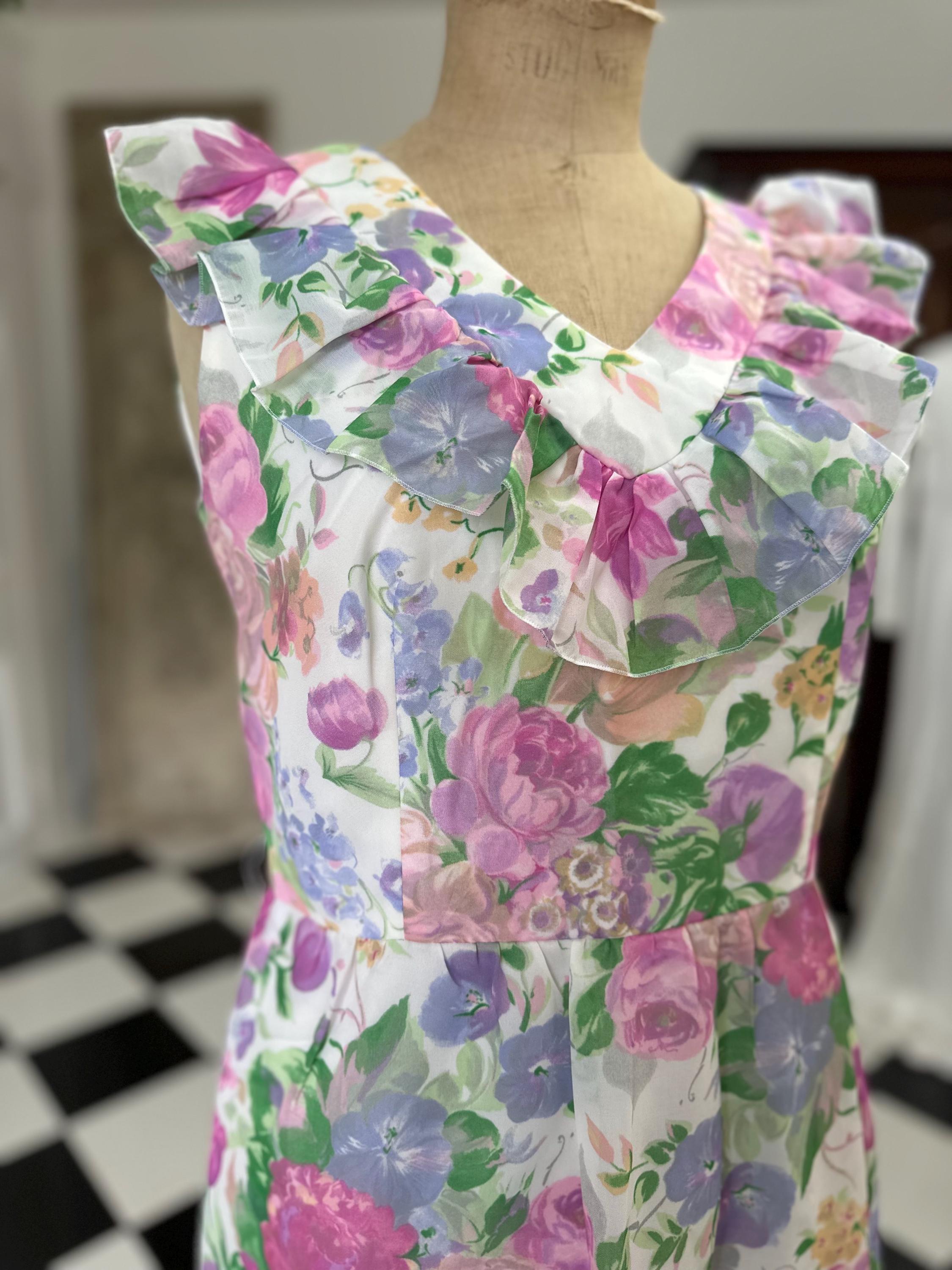 Vintage 1970s sleeveless floral maxi dress