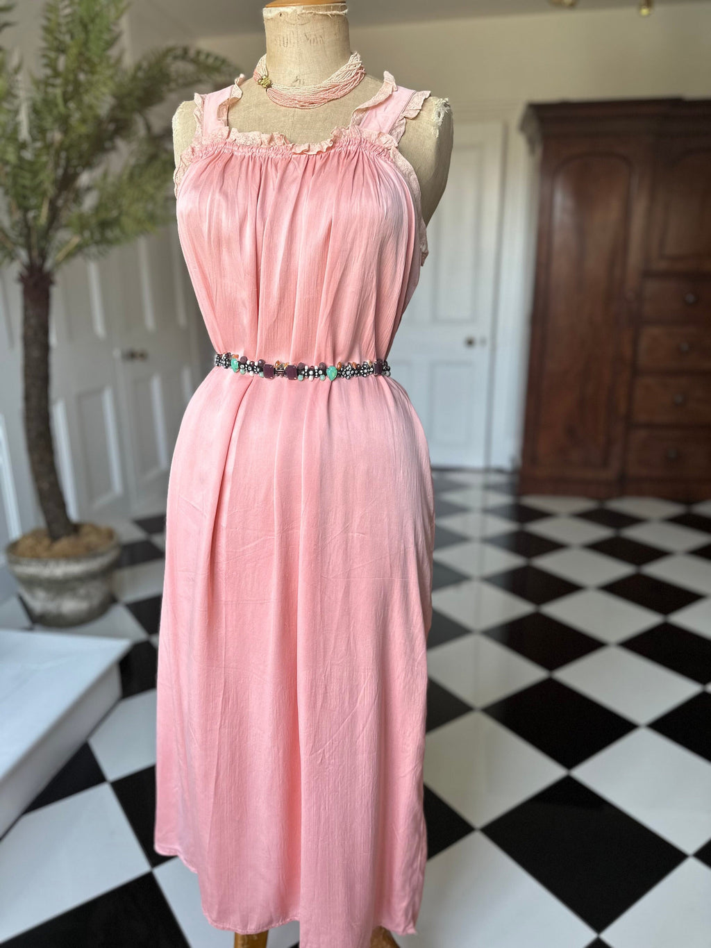 1940s Silk peach smock style peach slip