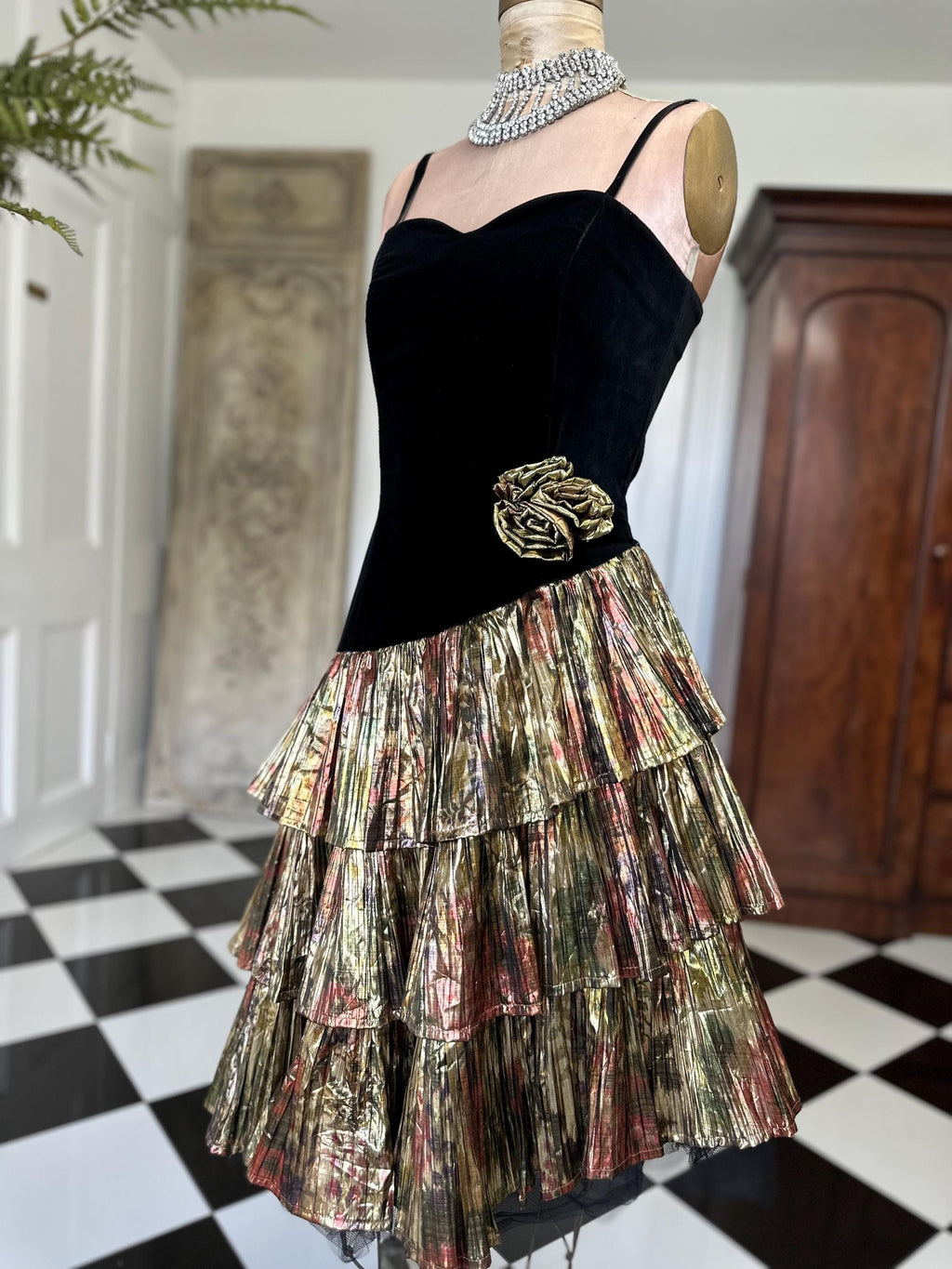 1980 velvet and lame evening dress