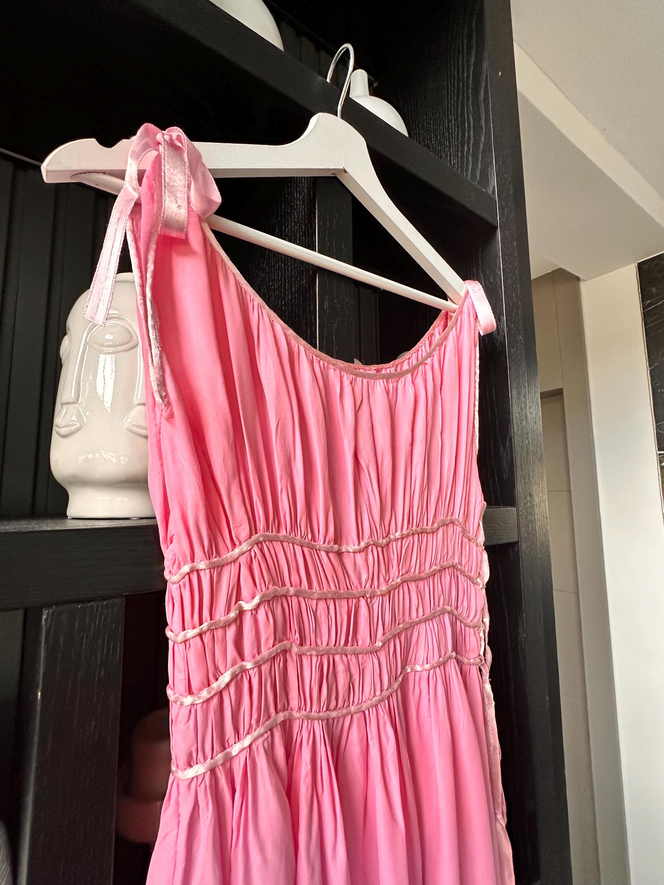 1940s Pink Gown | ruffle bodice Slip.