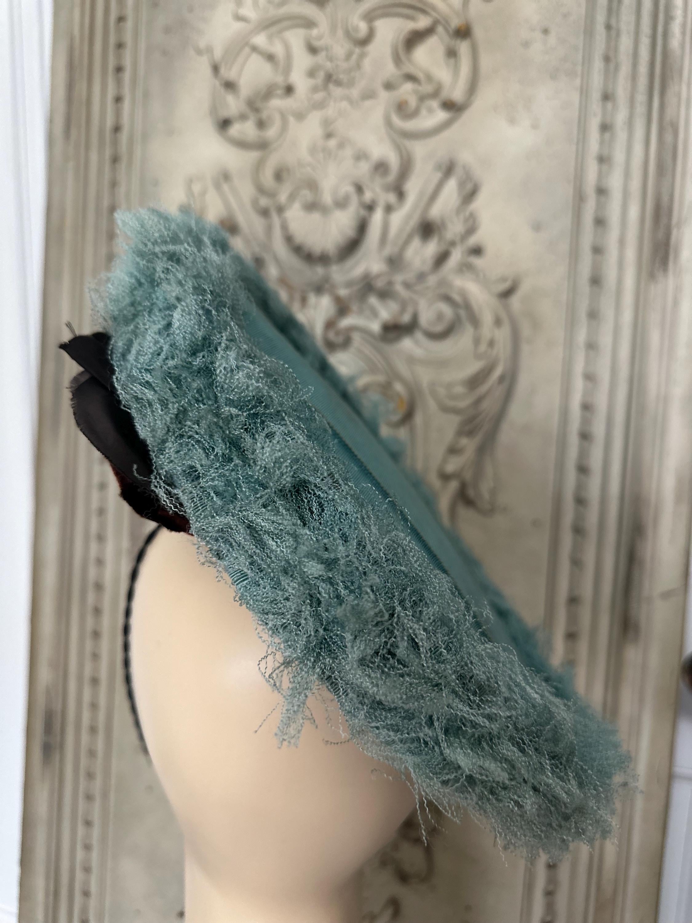 1950s Blue Silk Grosgrain Hat with Silk Flower