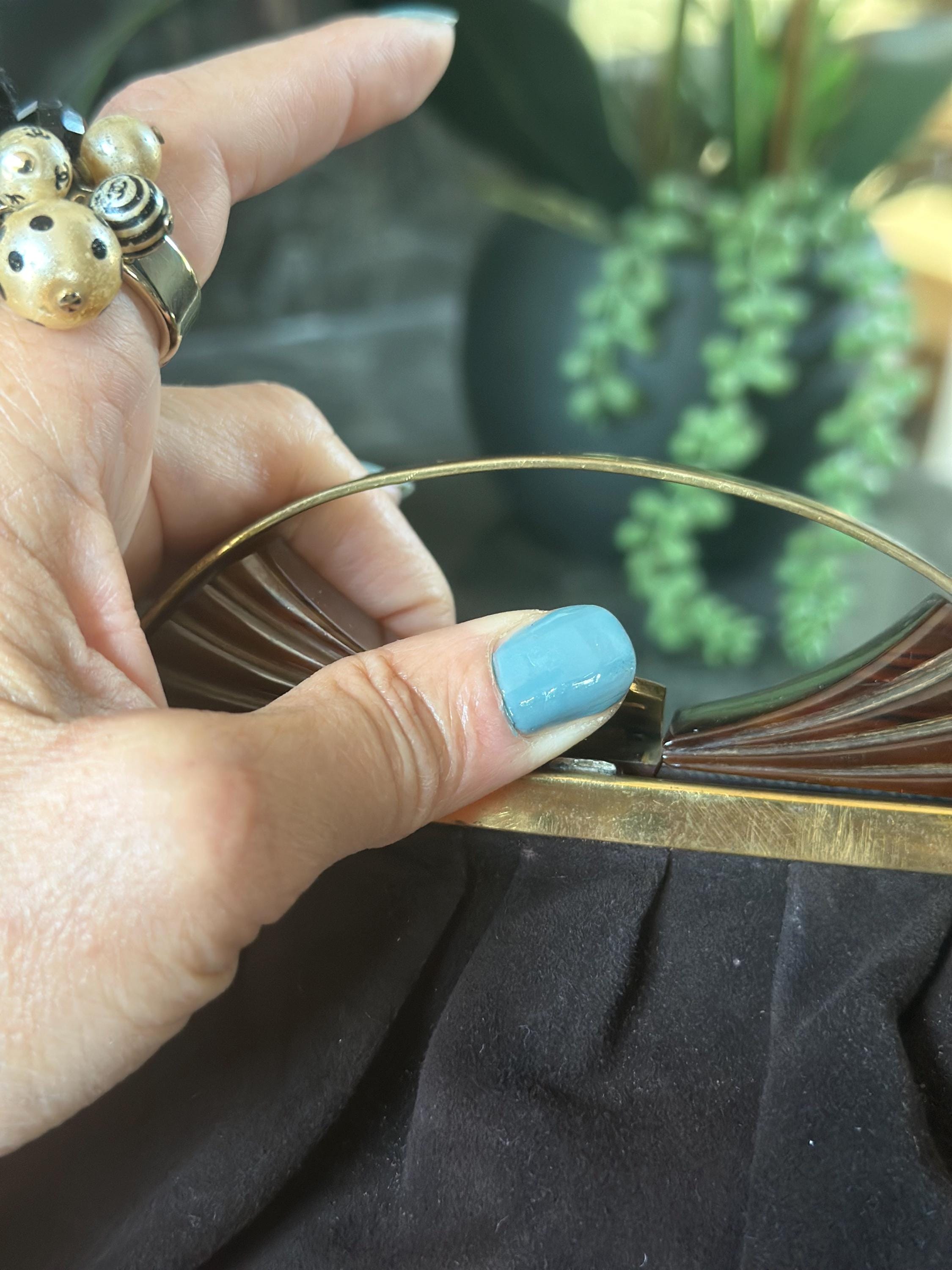 1930s Brown Suede leather handbag slouch style