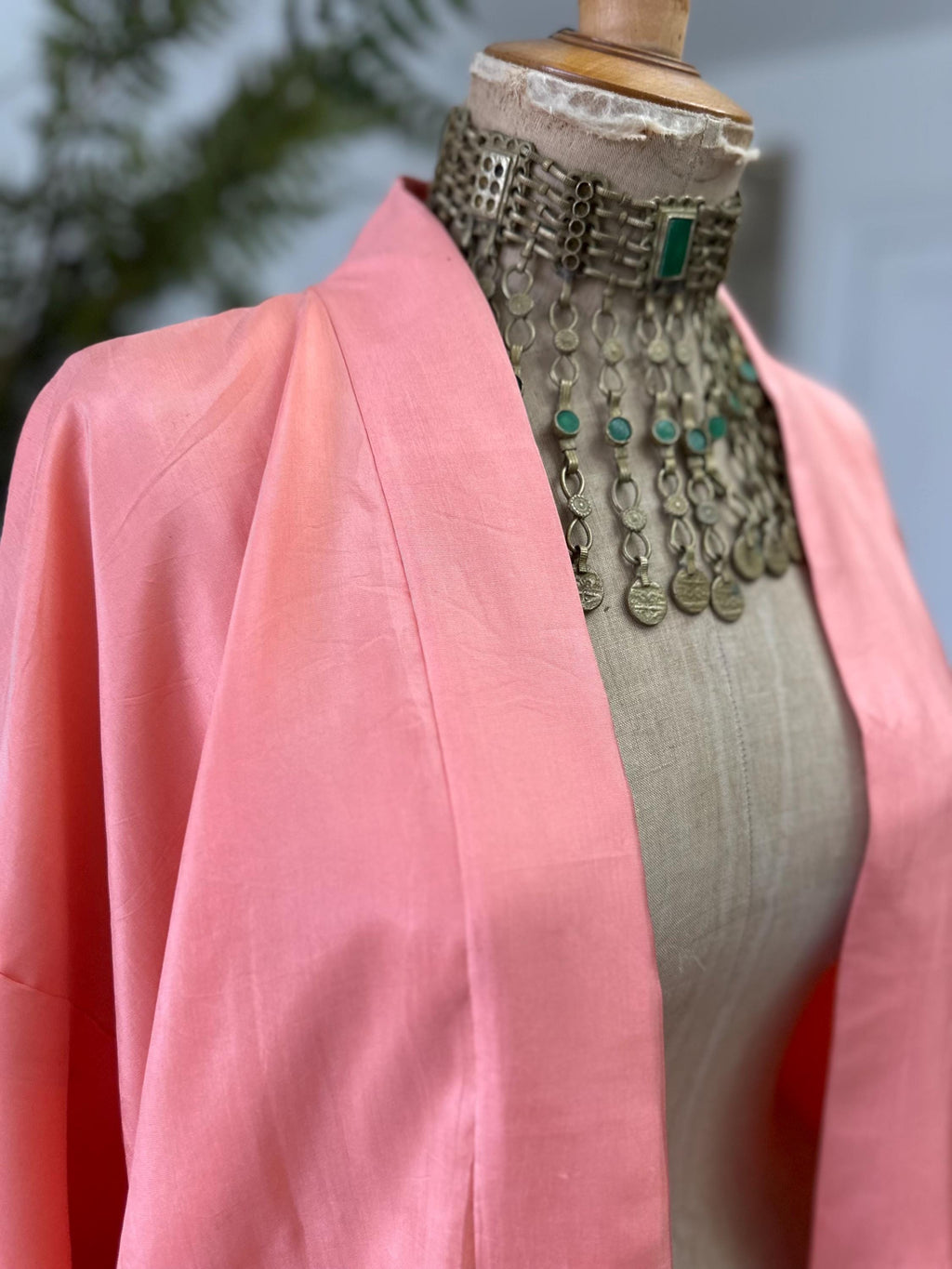 vintage pink silk hand embroidered kimono Japanese  Haori