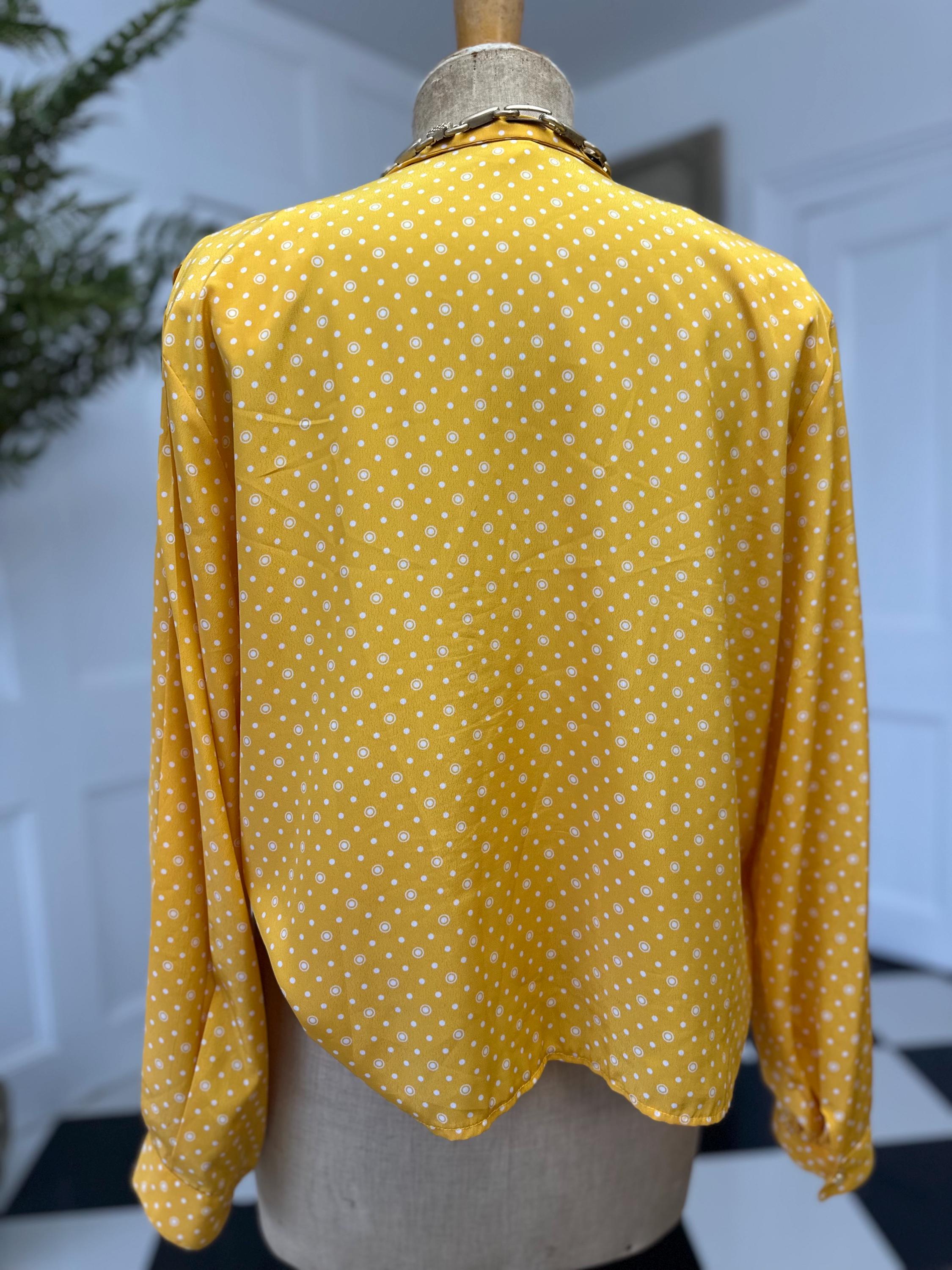 1980s Yellow polka dot blouse