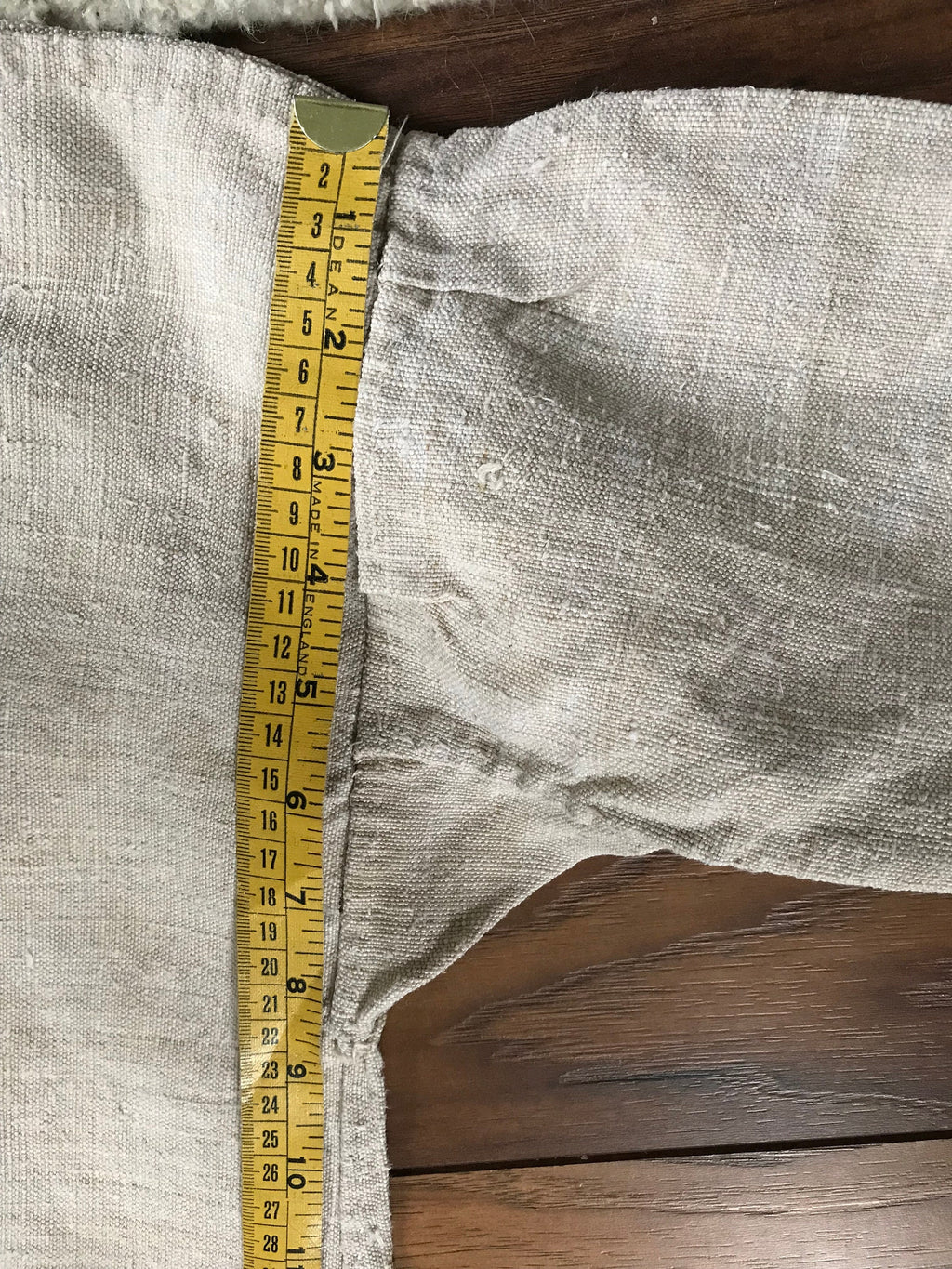 French 1800s Rustic farmers shirt dress hemp linen with monogram MV 49