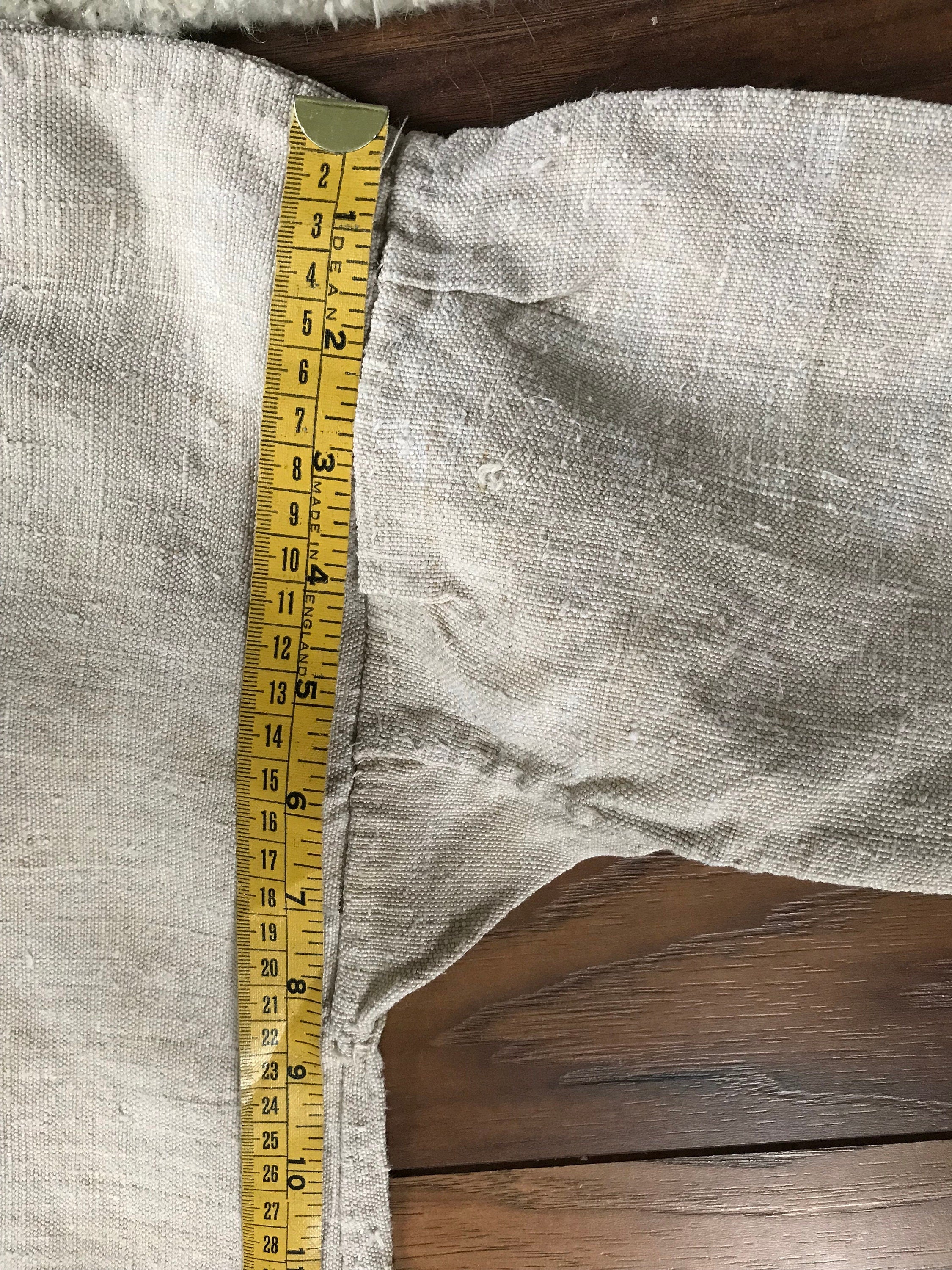 French 1800s Rustic farmers shirt dress hemp linen with monogram MV 49