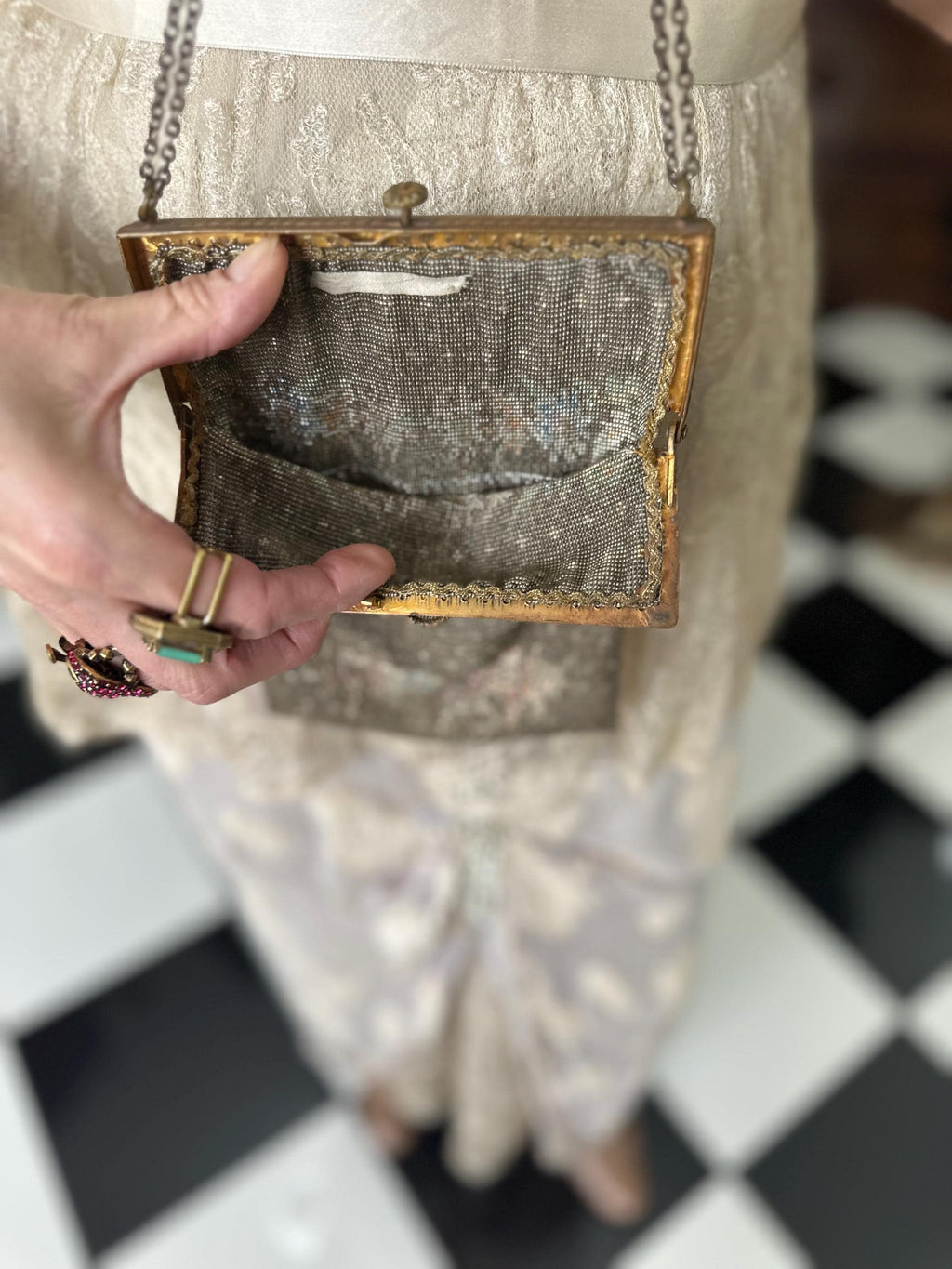Antique Victorian steel beaded purse